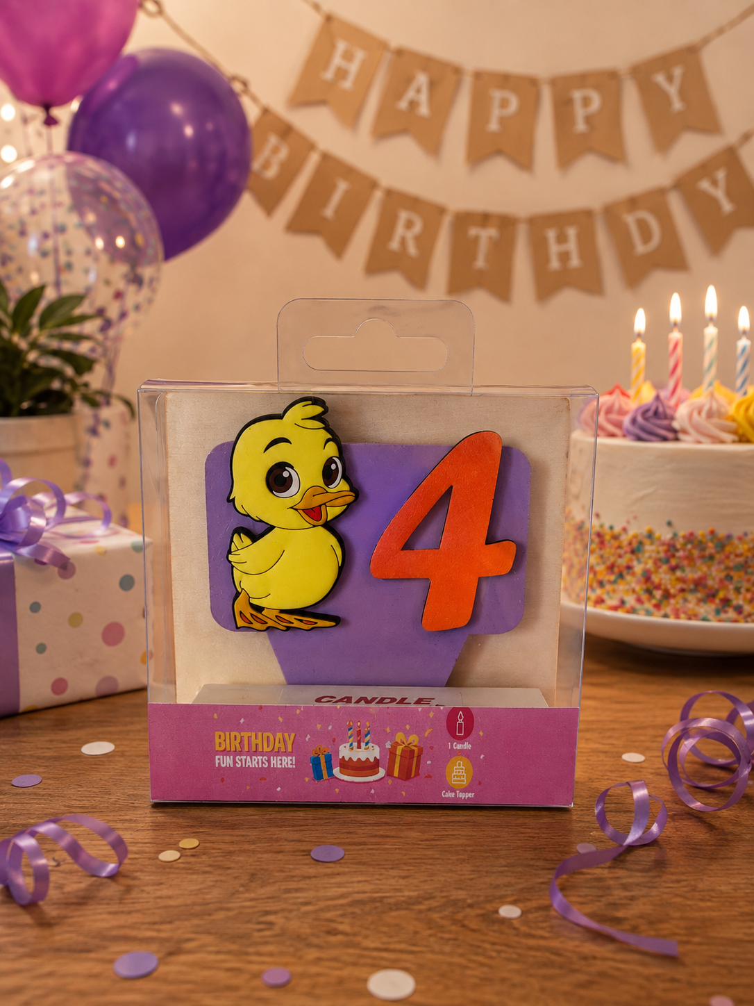 Duck-Themed Birthday Cake topper with Candle !