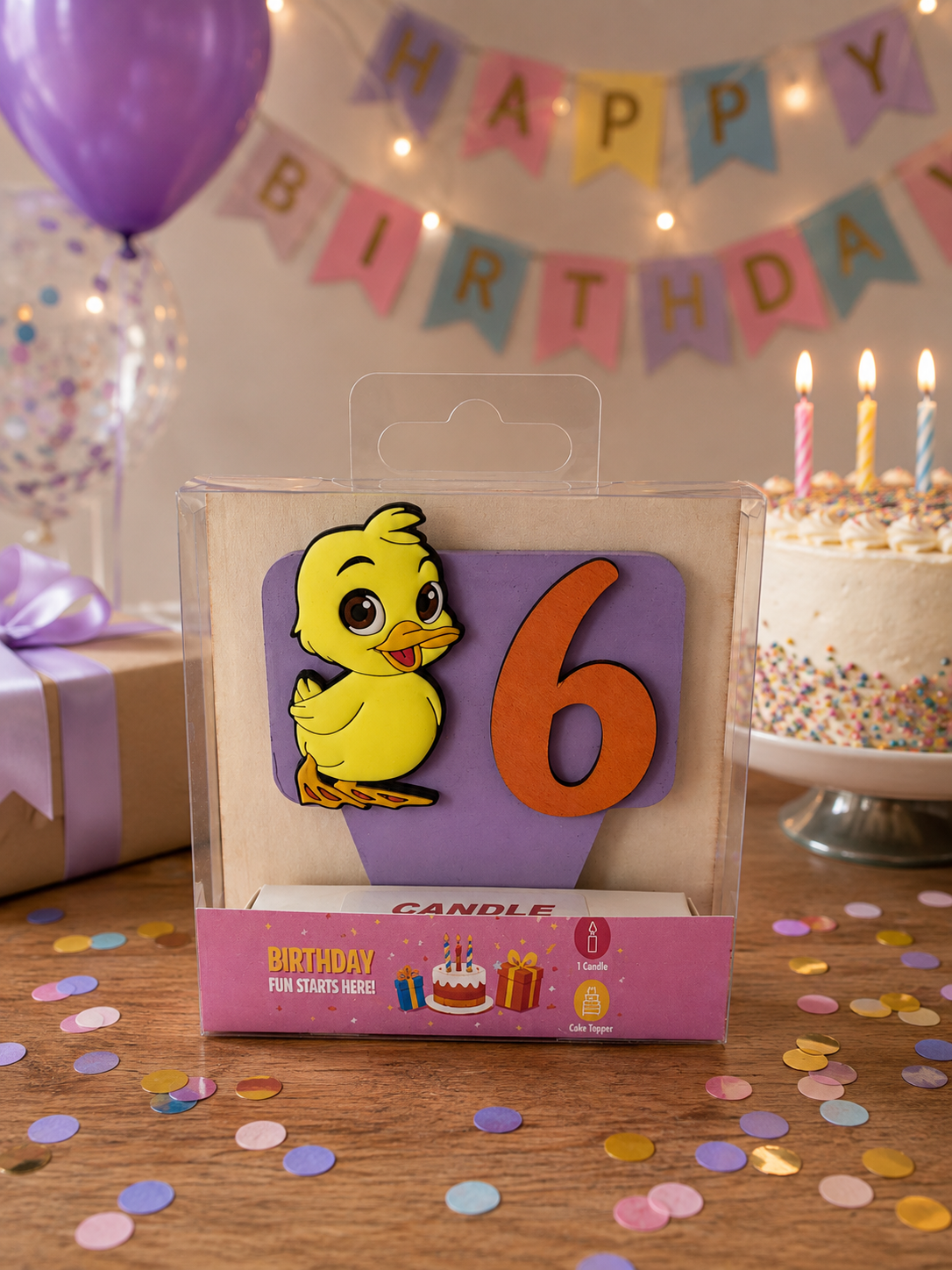 Duck-Themed Birthday Cake topper with Candle !