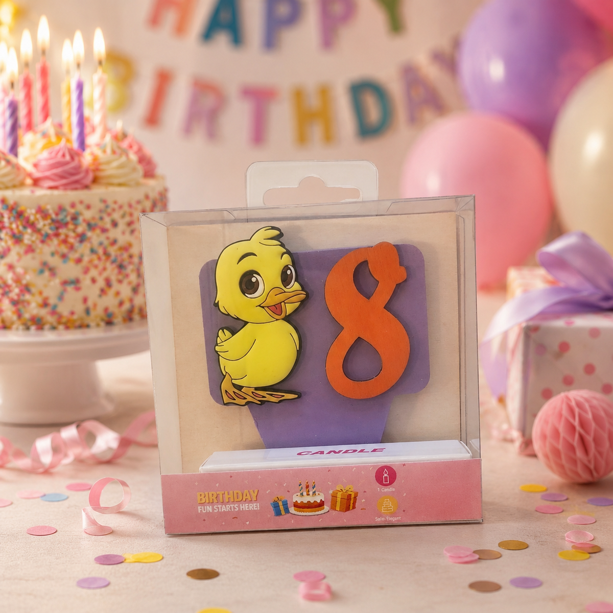 Duck-Themed Birthday Cake topper with Candle !