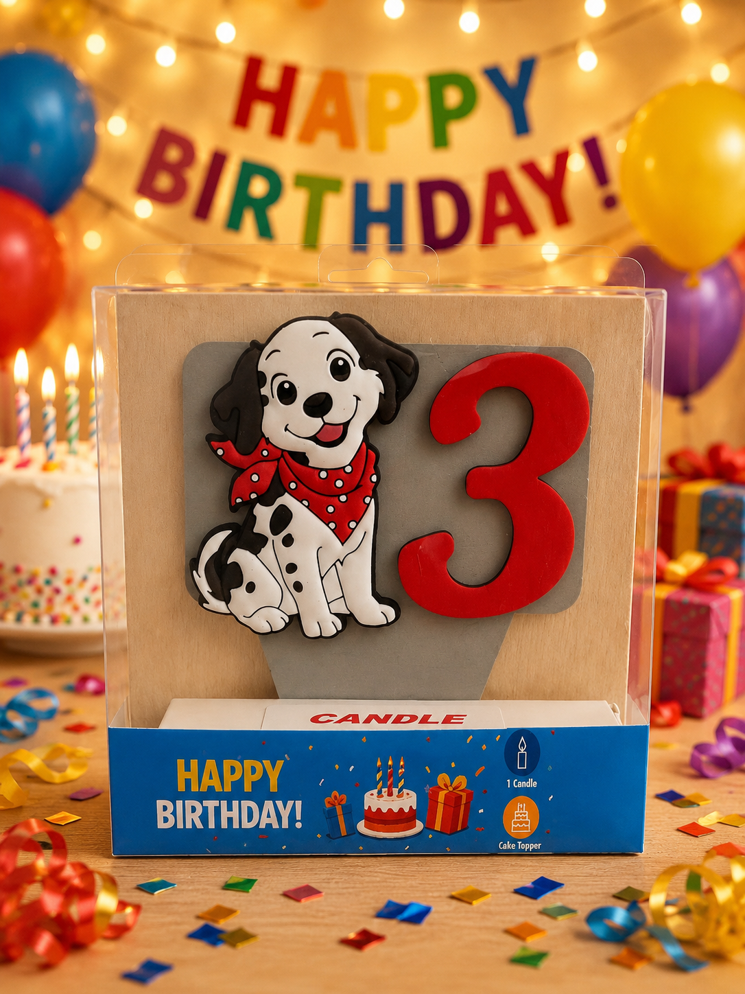 Dog-themed Birthday Cake Toppers with Candles!