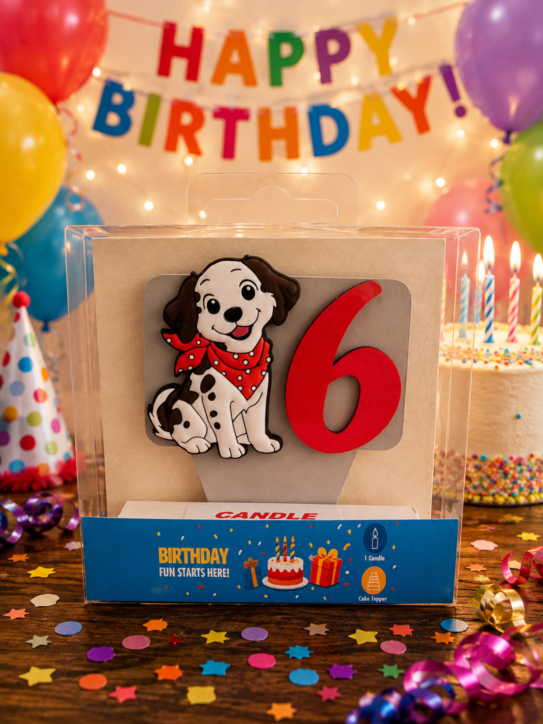 Dog-themed Birthday Cake Toppers with Candles!