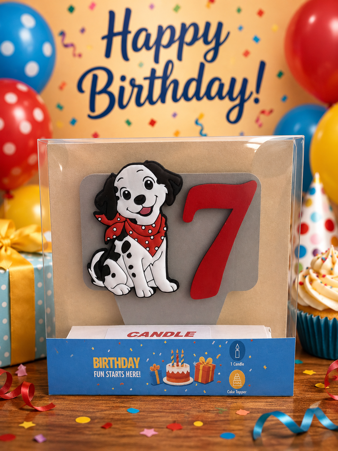 Dog-themed Birthday Cake Toppers with Candles!