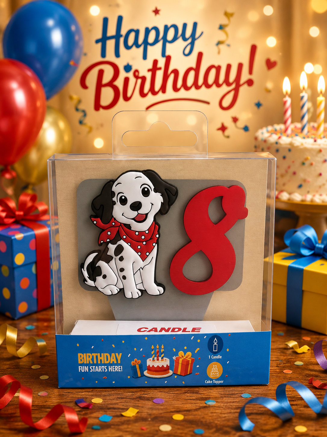 Dog-themed Birthday Cake Toppers with Candles!