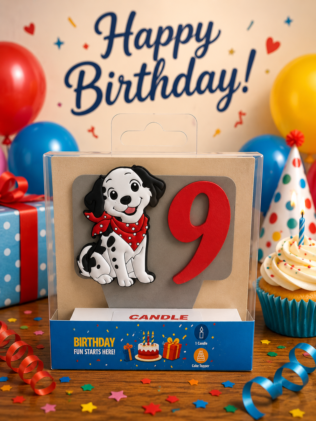 Dog-themed Birthday Cake Toppers with Candles!