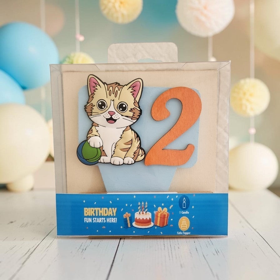 Cat-theme Birthday Cake Topper with Candle !