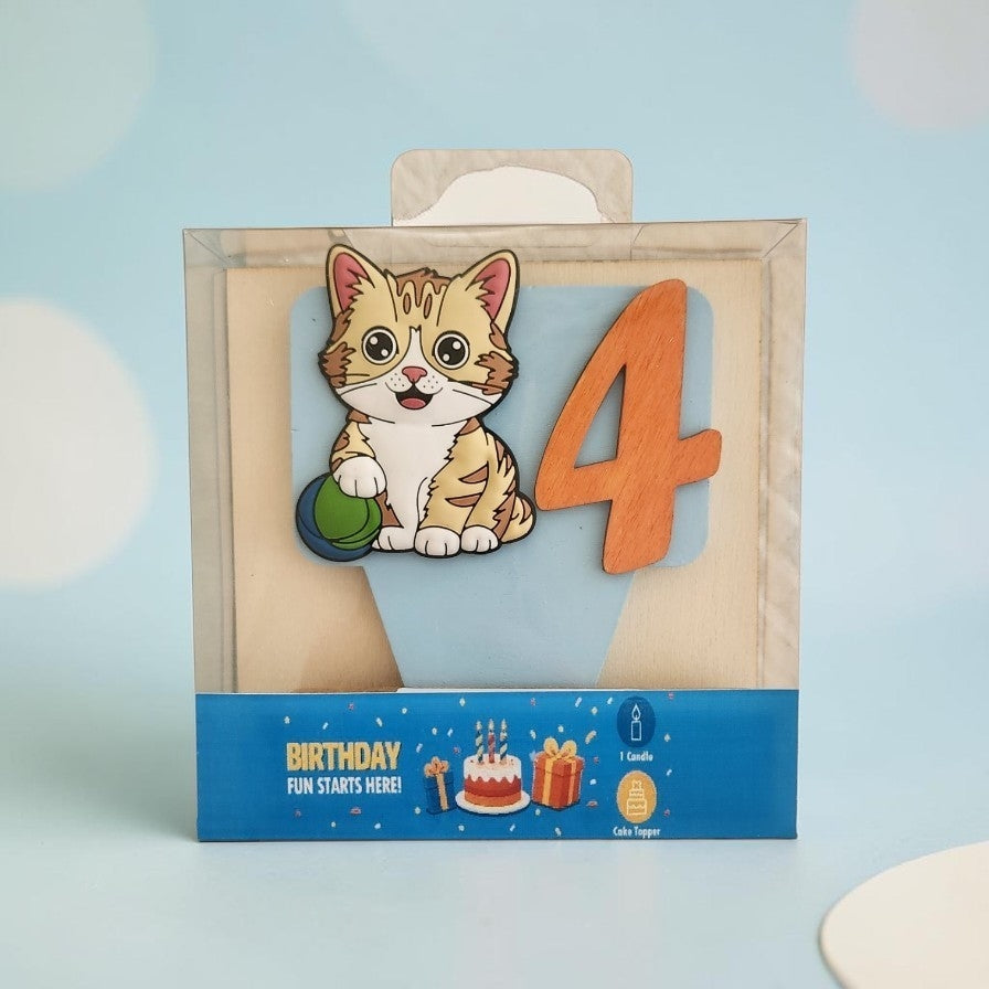 Cat-theme Birthday Cake Topper with Candle !