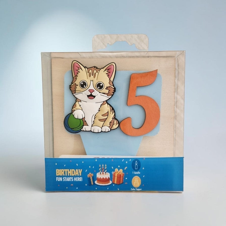 Cat-theme Birthday Cake Topper with Candle !