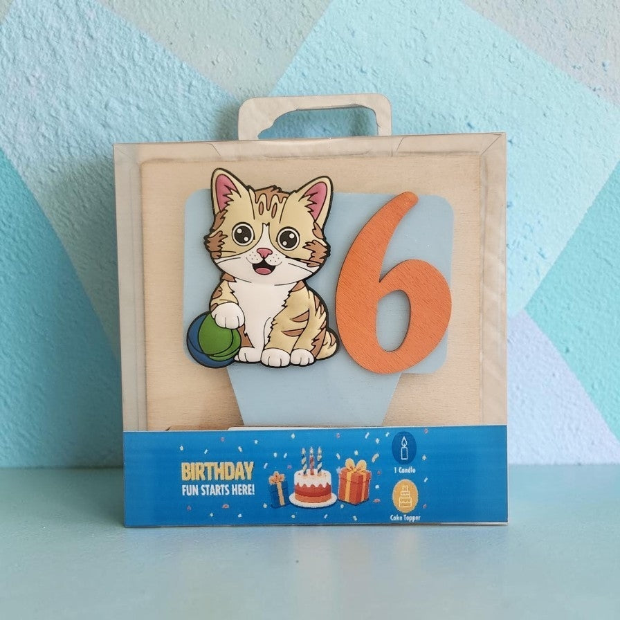 Cat-theme Birthday Cake Topper with Candle !