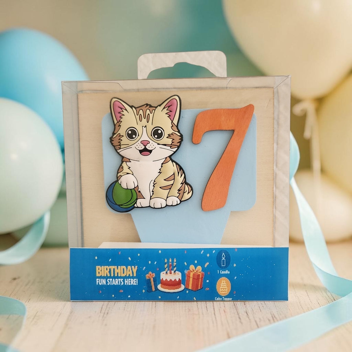 Cat-theme Birthday Cake Topper with Candle !
