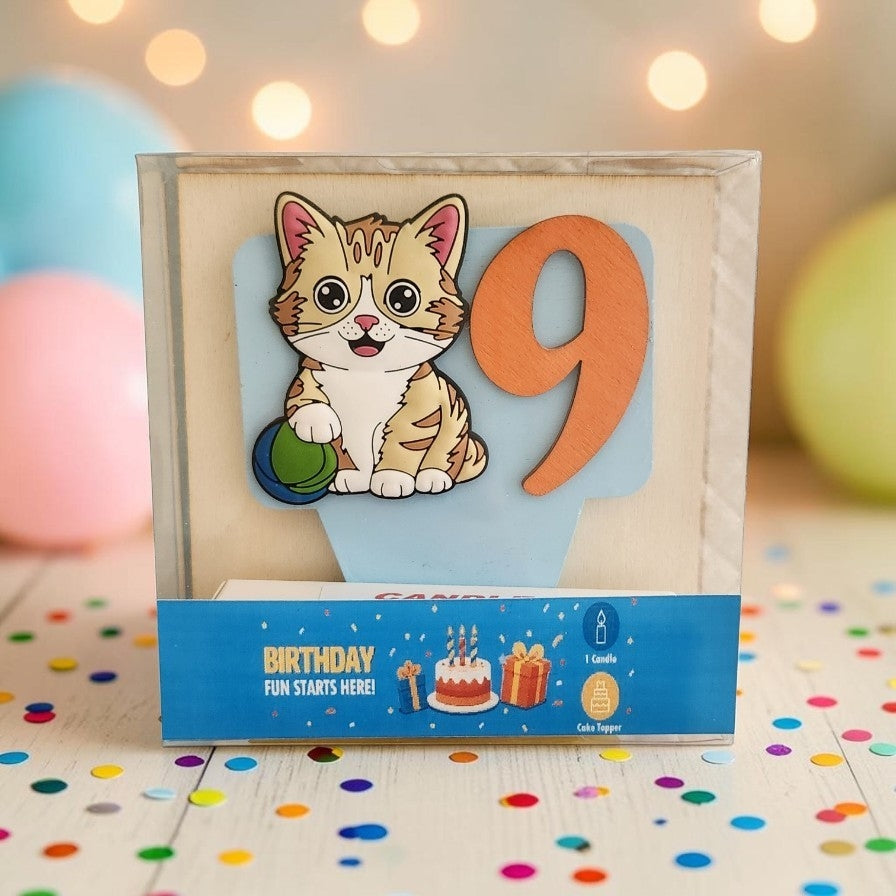 Cat-theme Birthday Cake Topper with Candle !