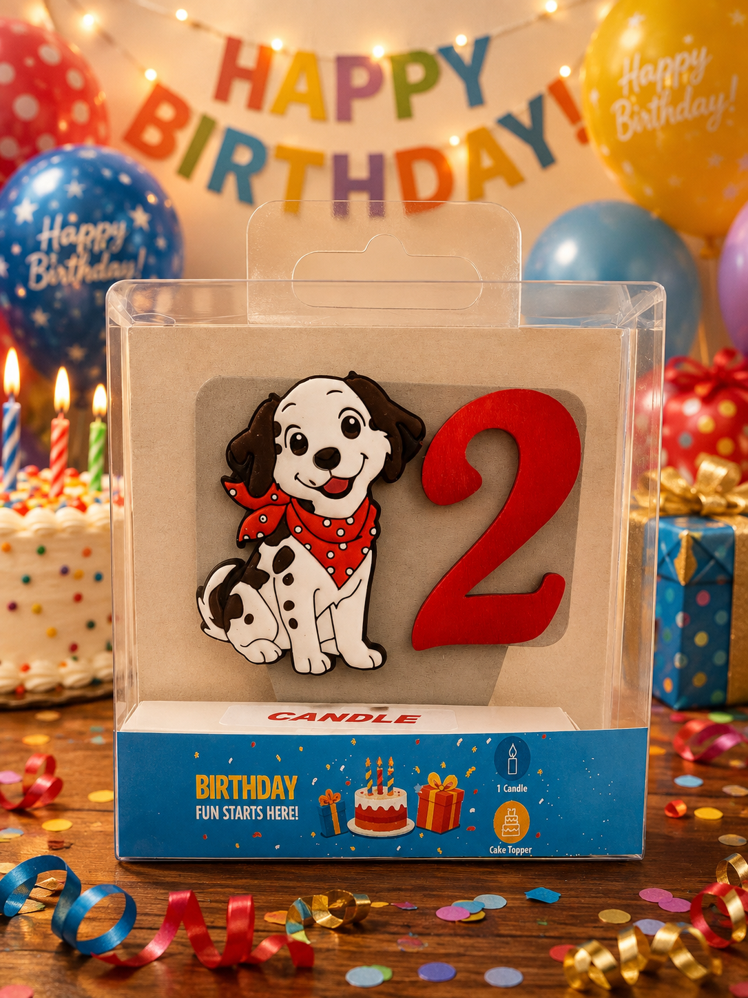 Dog-themed Birthday Cake Toppers with Candles!