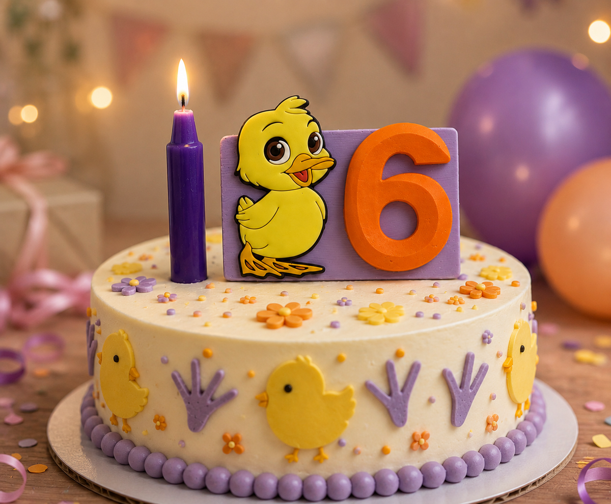 Duck-Themed Birthday Cake topper with Candle !