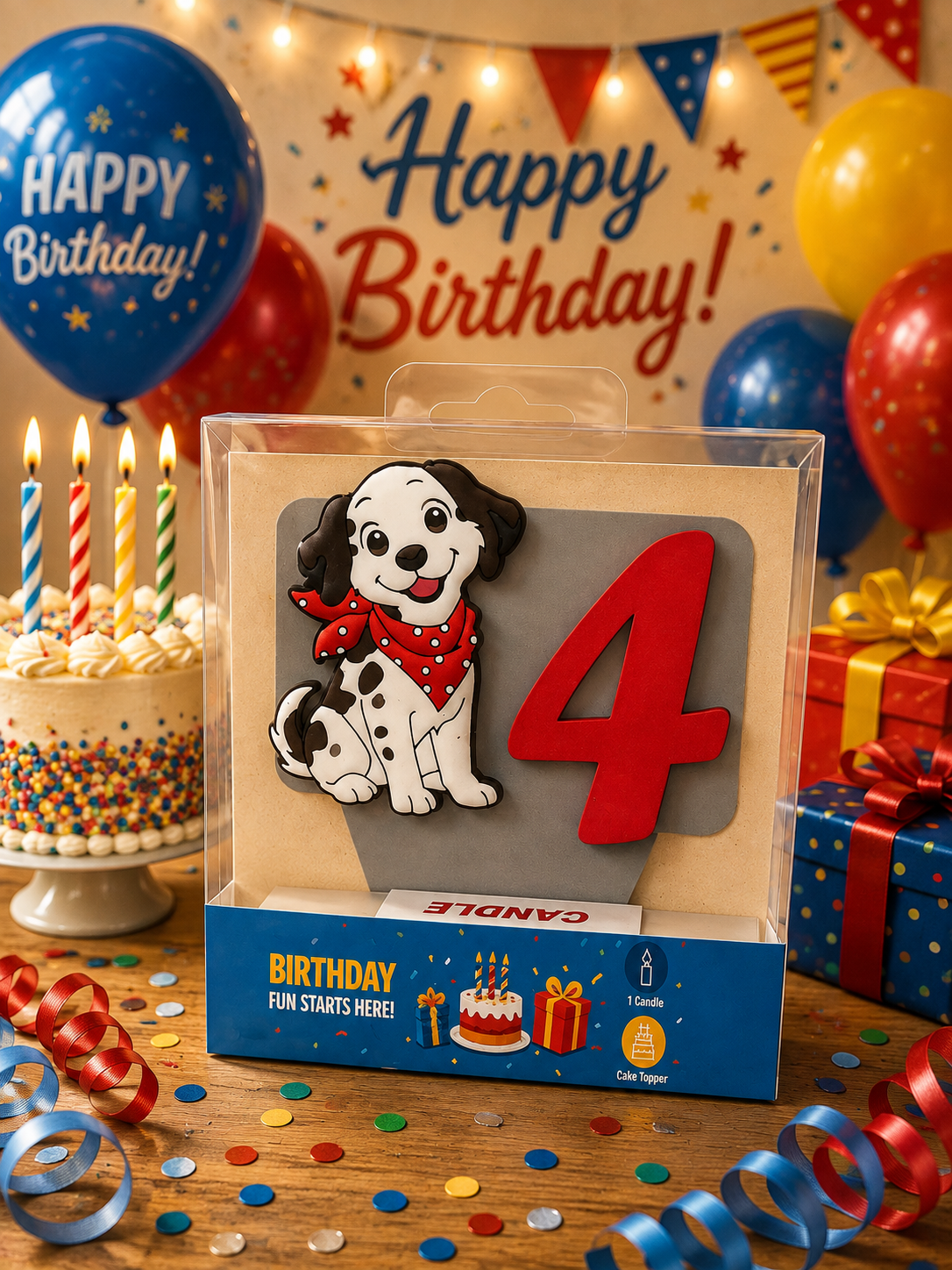 Dog-themed Birthday Cake Toppers with Candles!
