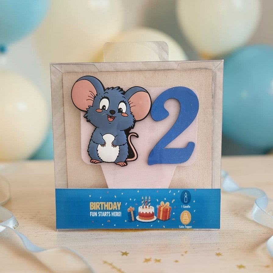 Mouse-theme Birthdat Cake Topper with Candle !
