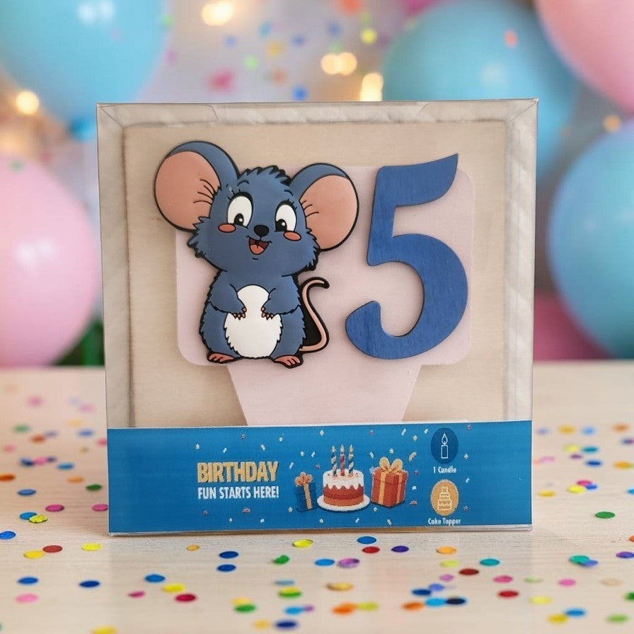 Mouse-theme Birthdat Cake Topper with Candle !