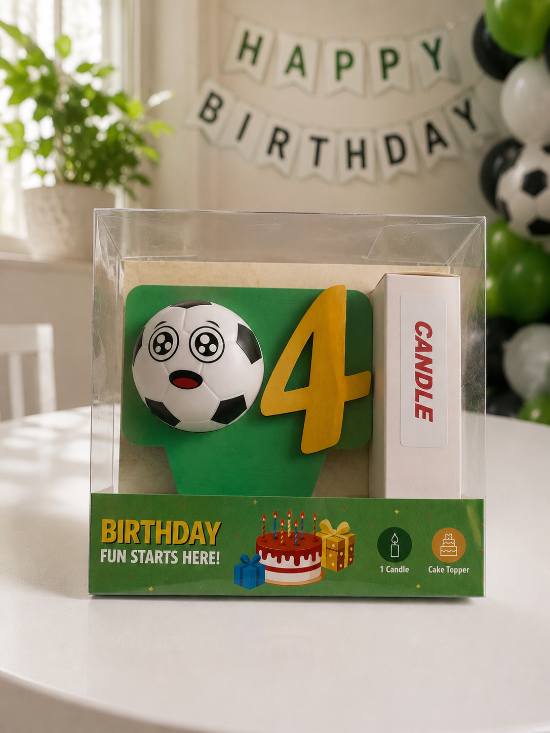 Soccer-theme Birthday Cake Topper with Candle !