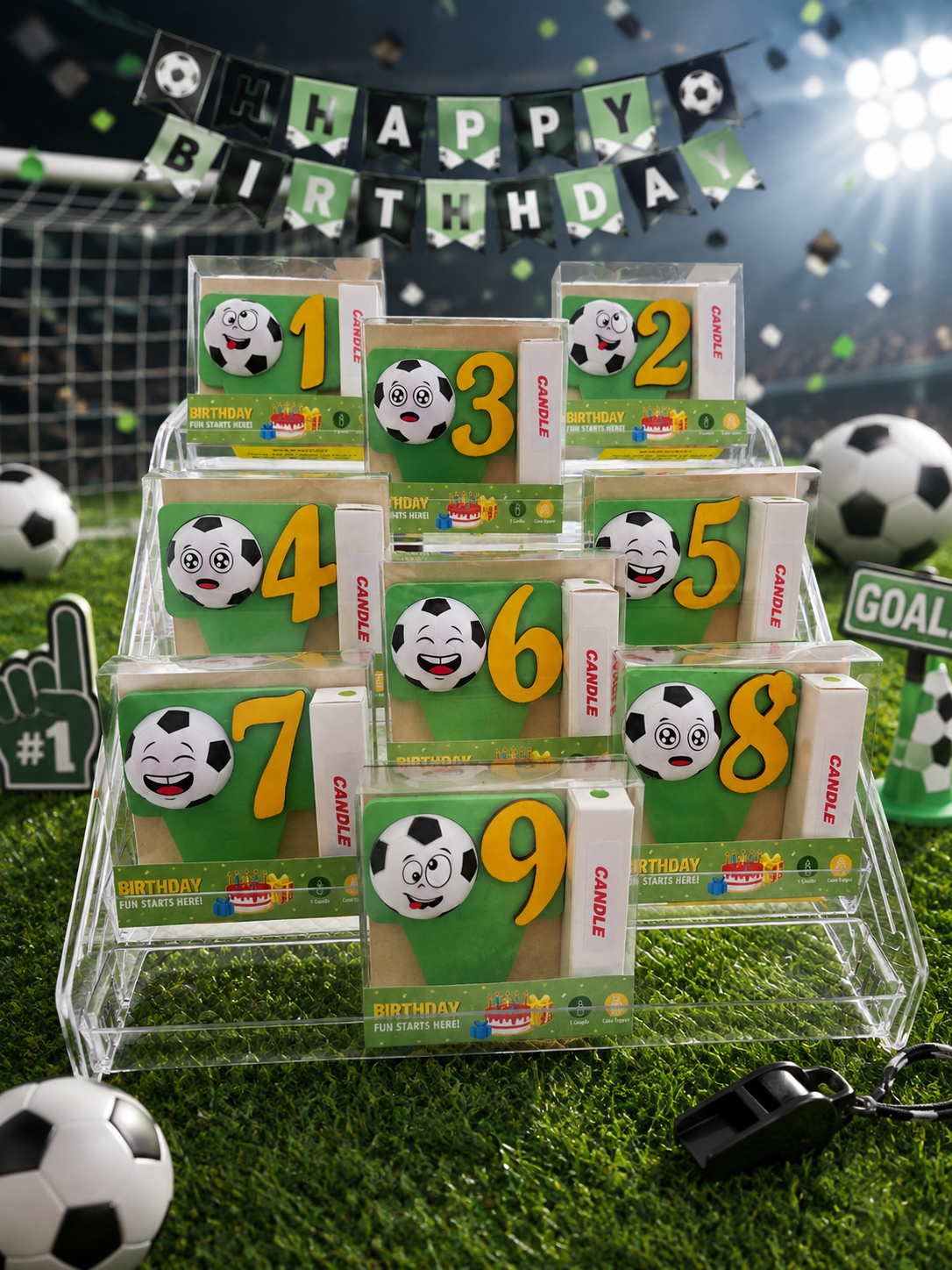 Soccer-theme Birthday Cake Topper with Candle !