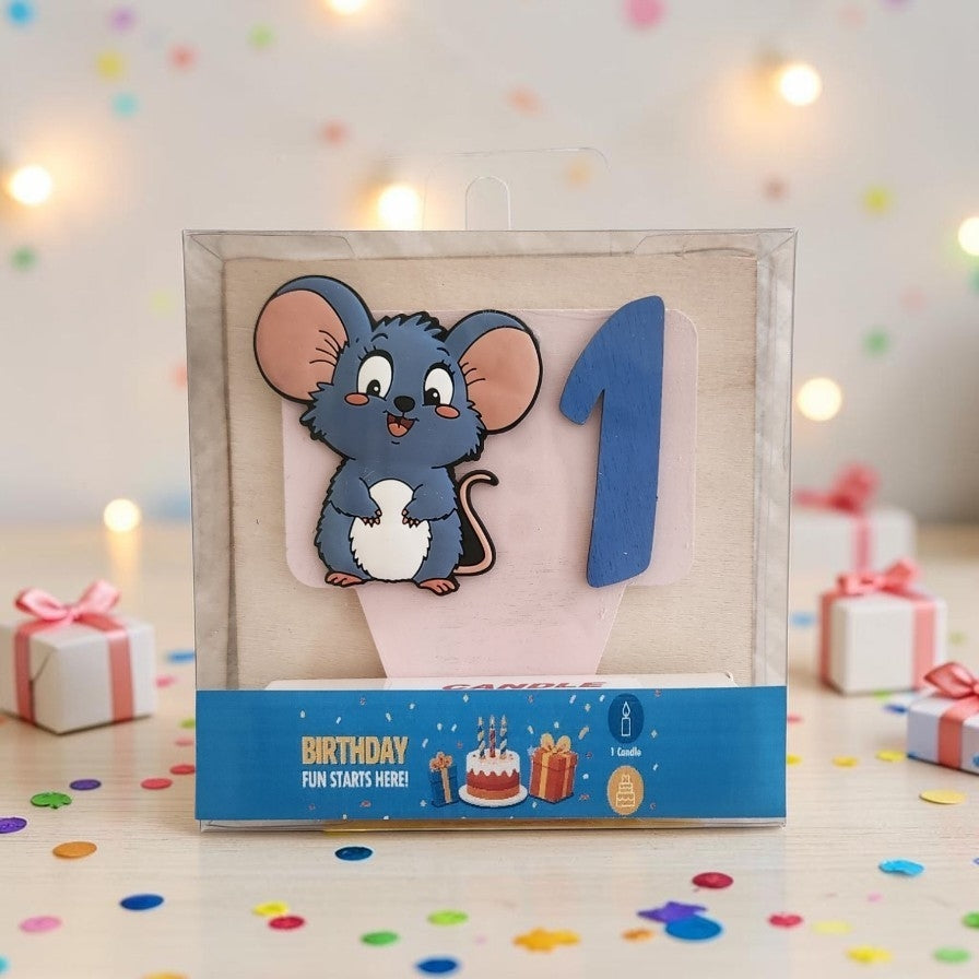 Mouse-theme Birthdat Cake Topper with Candle !