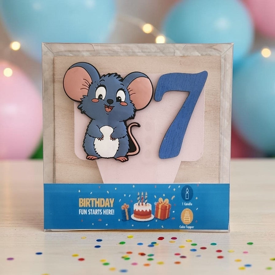 Mouse-theme Birthdat Cake Topper with Candle !