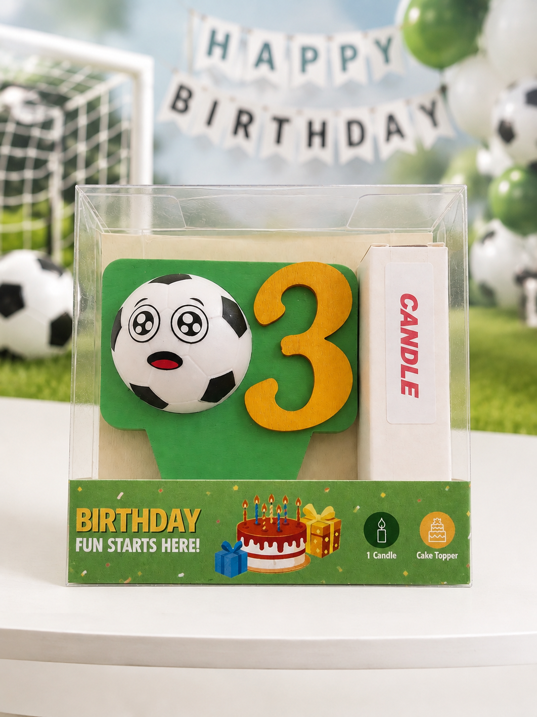 Soccer-theme Birthday Cake Topper with Candle !
