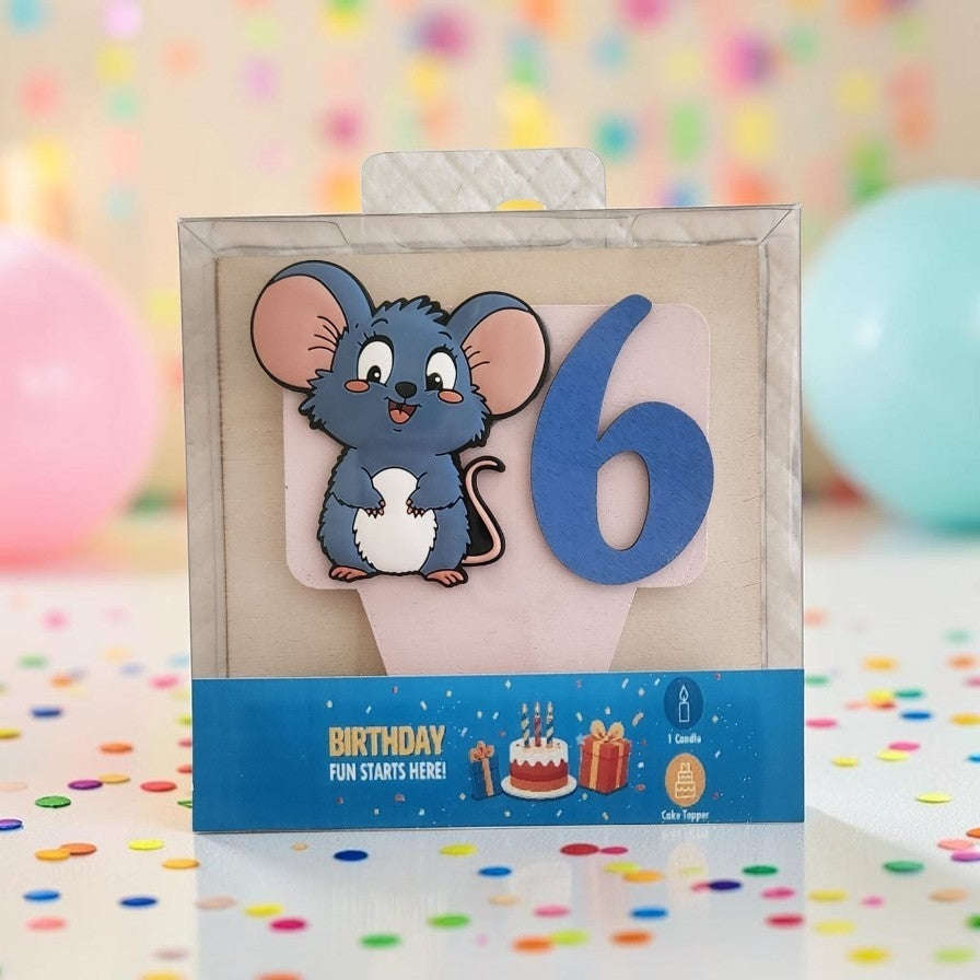 Mouse-theme Birthdat Cake Topper with Candle !