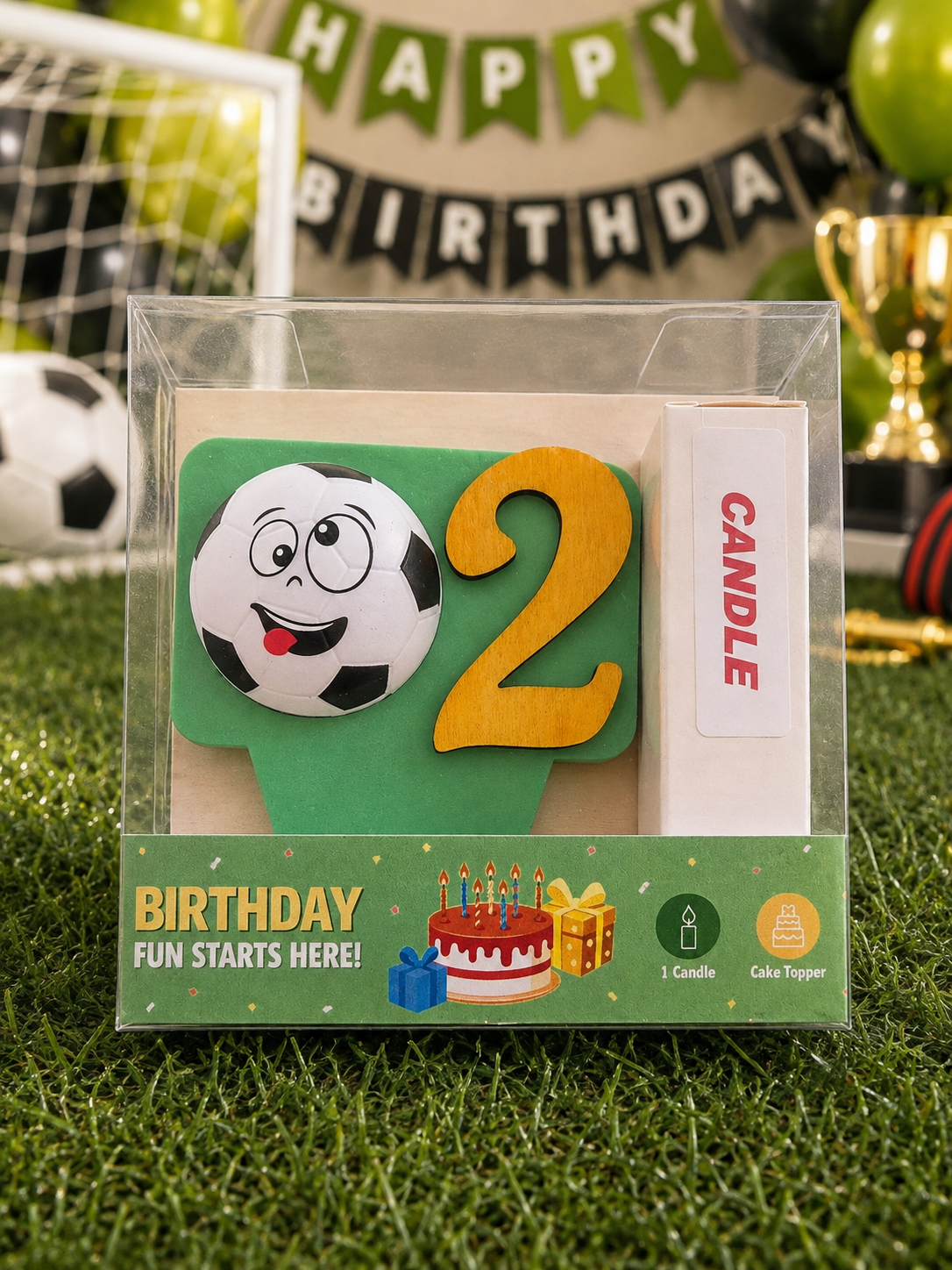 Soccer-theme Birthday Cake Topper with Candle !