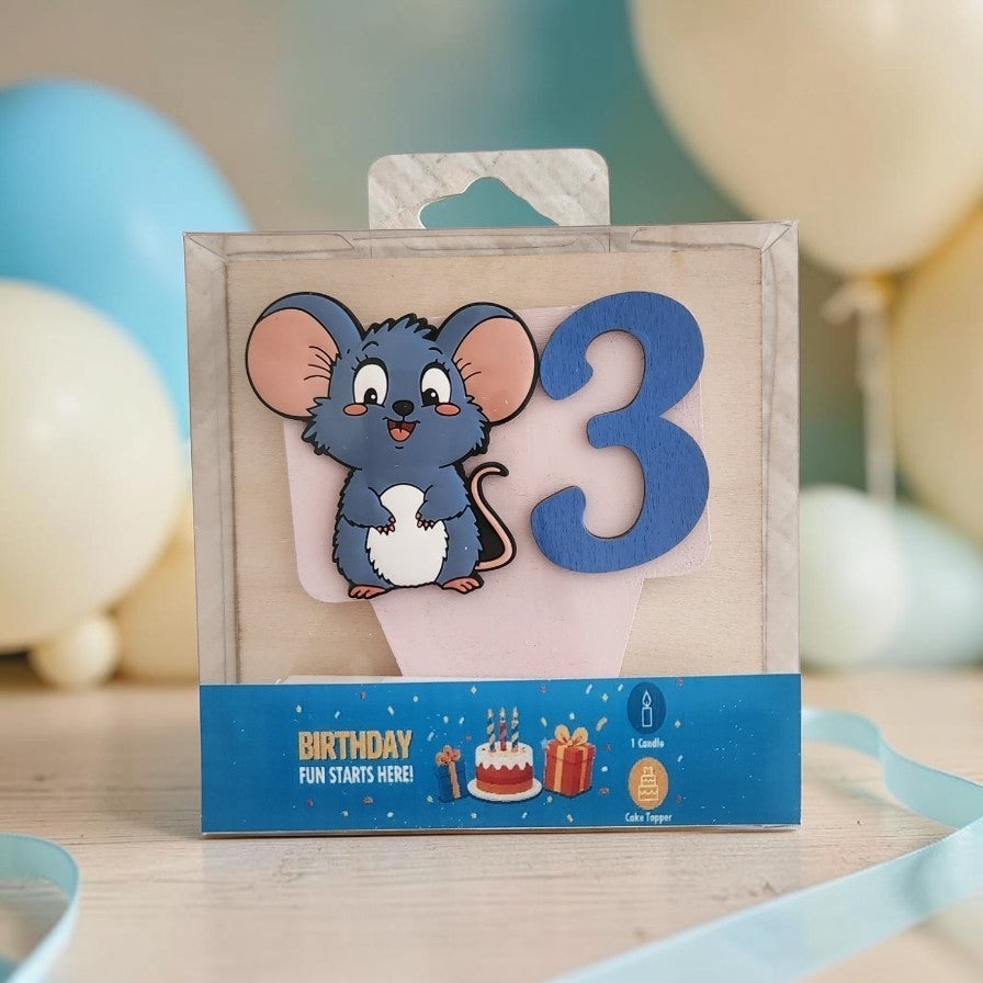 Mouse-theme Birthdat Cake Topper with Candle !