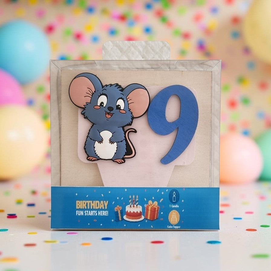 Mouse-theme Birthdat Cake Topper with Candle !