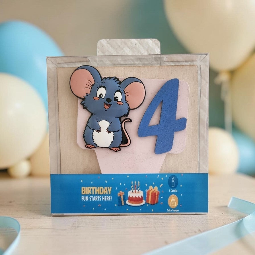 Mouse-theme Birthdat Cake Topper with Candle !